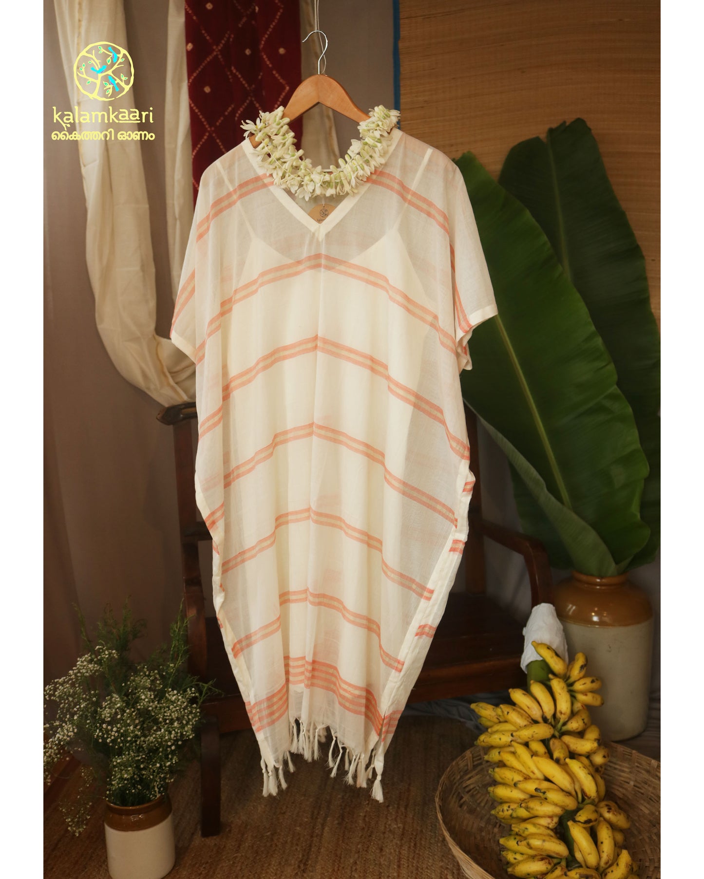 Kasavu Kaftan Dress ( Kaithari Onam)