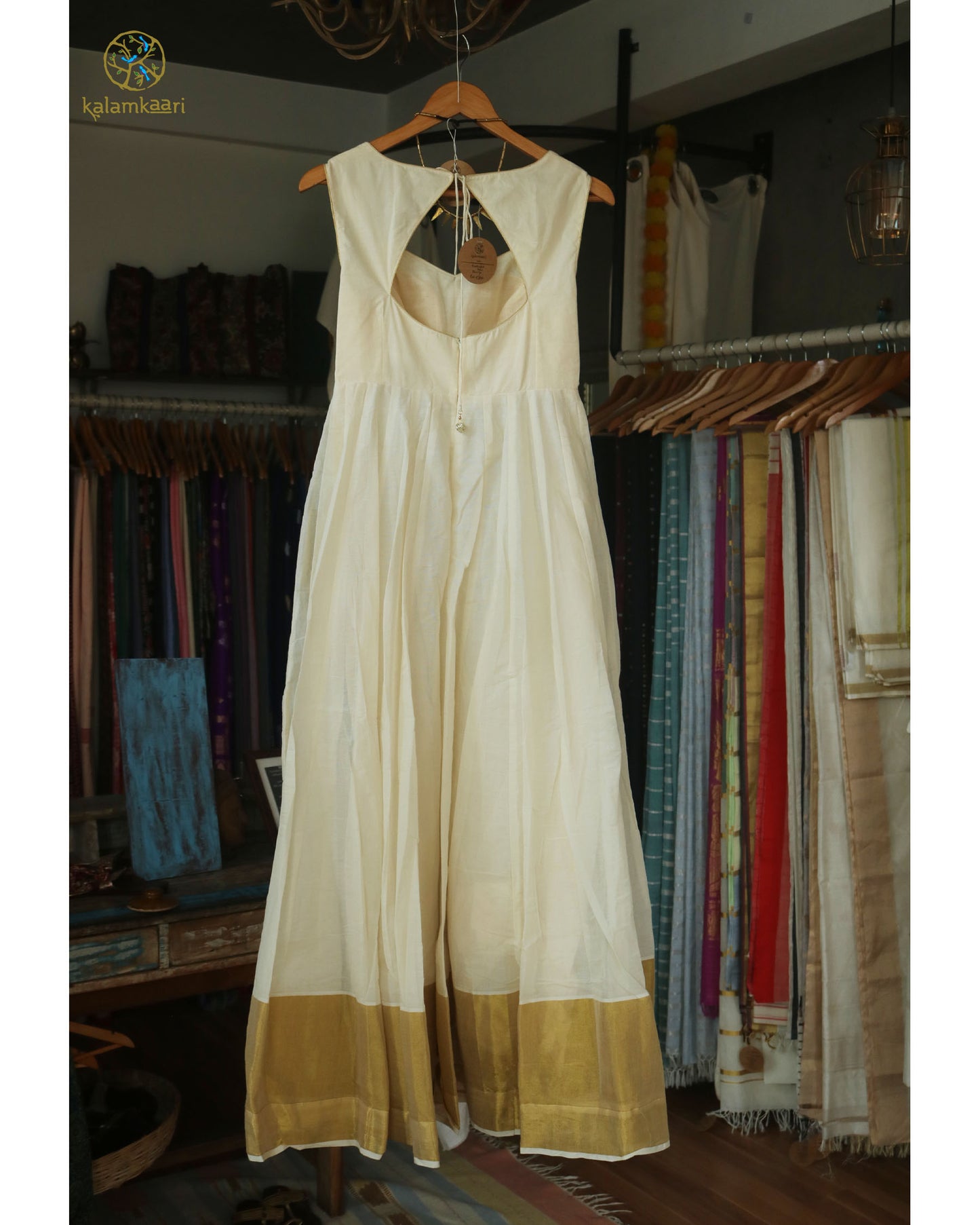 Kasavu Anarkali dress _plain