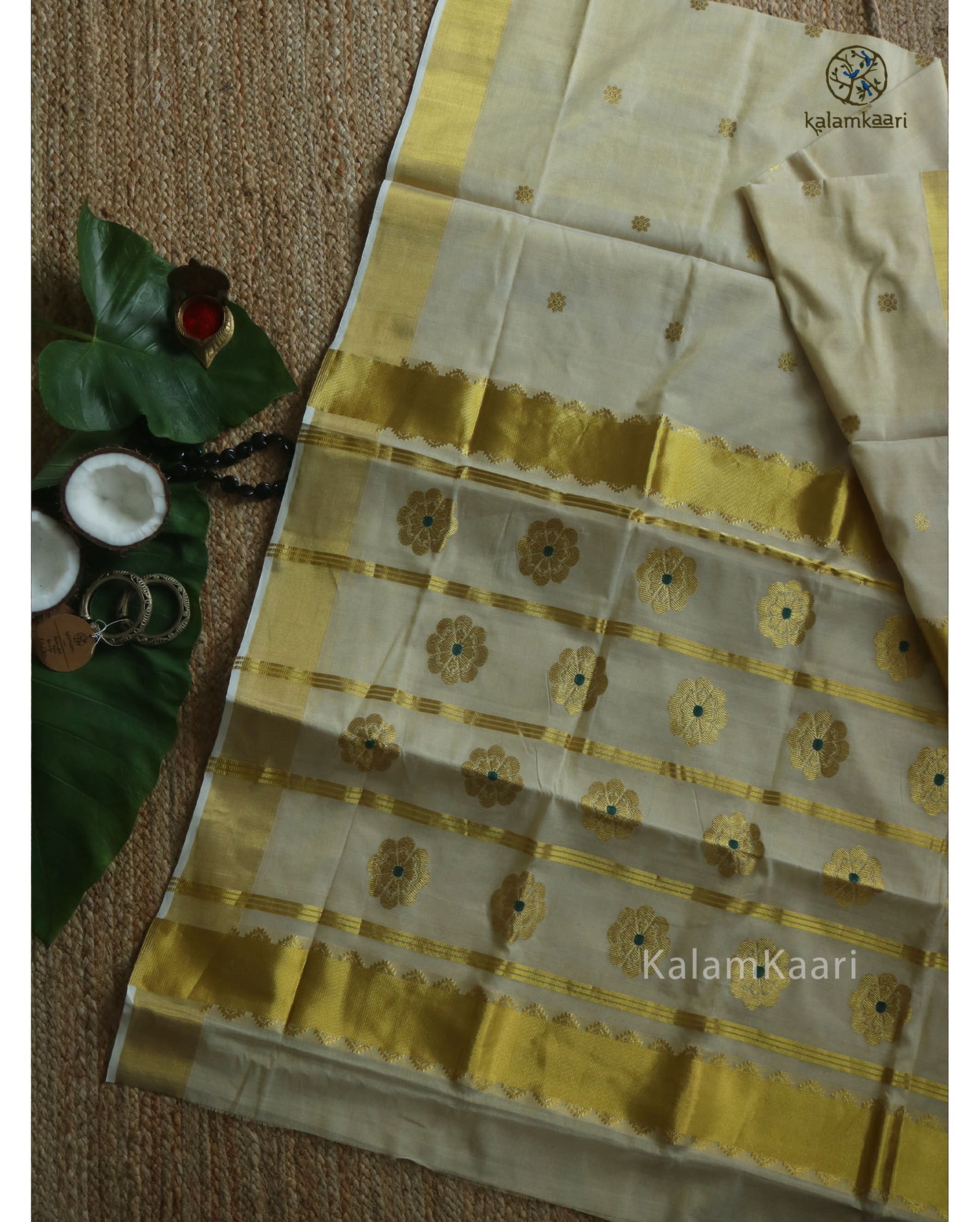 MEENAKARI FLOWER BUTTA KASAVU SAREE