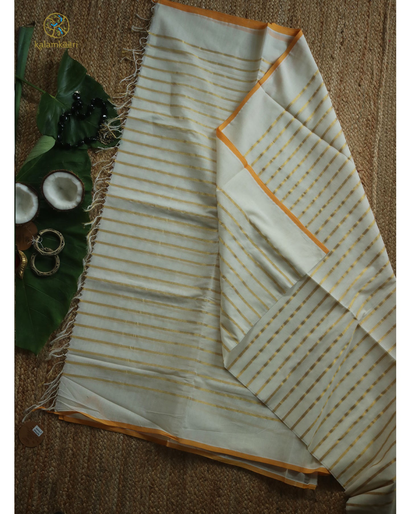 1" GOLD STRIPES WITH ORANGE SELVEDGE