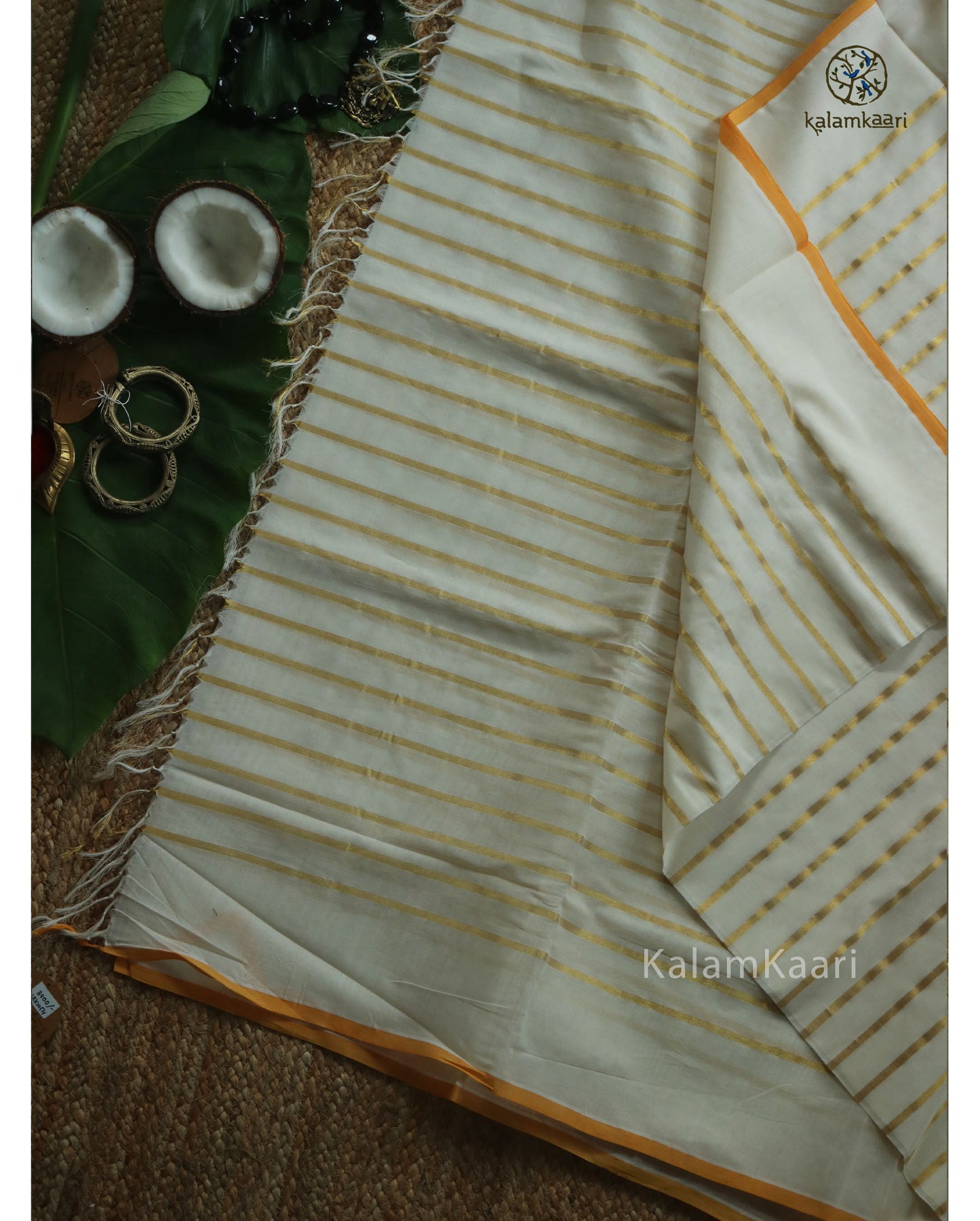 1" GOLD STRIPES WITH ORANGE SELVEDGE