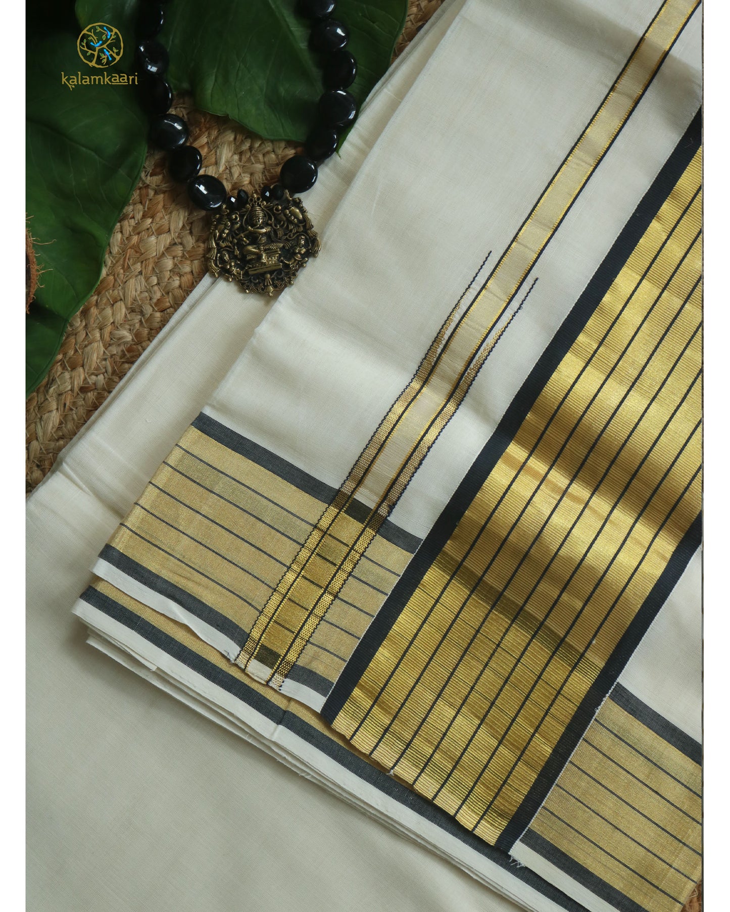 BLACK GOLD STRIPES BORDER KASAVU SAREE