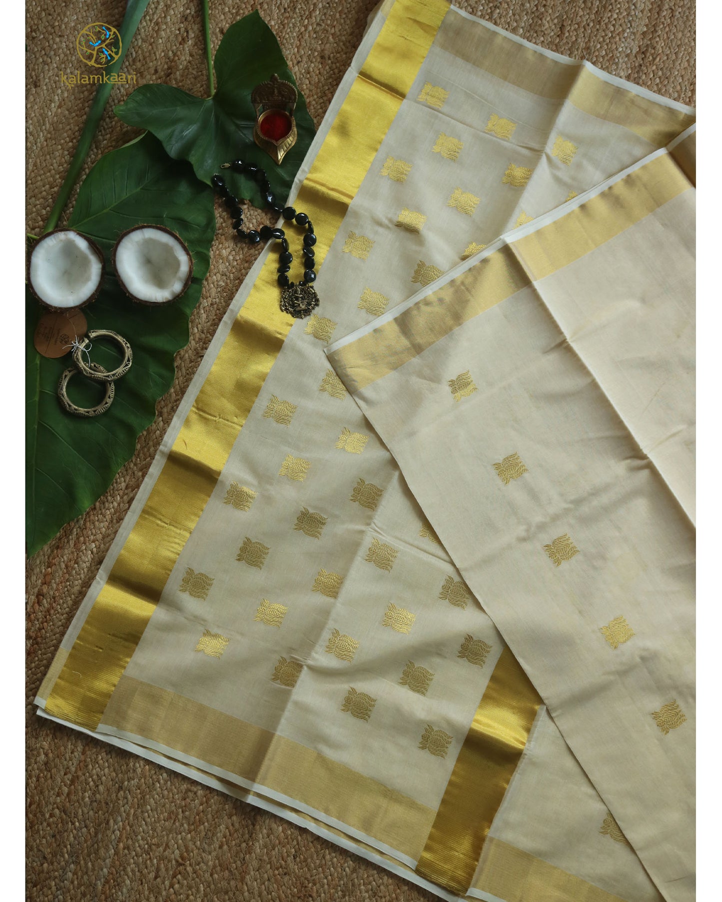TISSUE JACQUARD LOTUS KASAVU SAREE