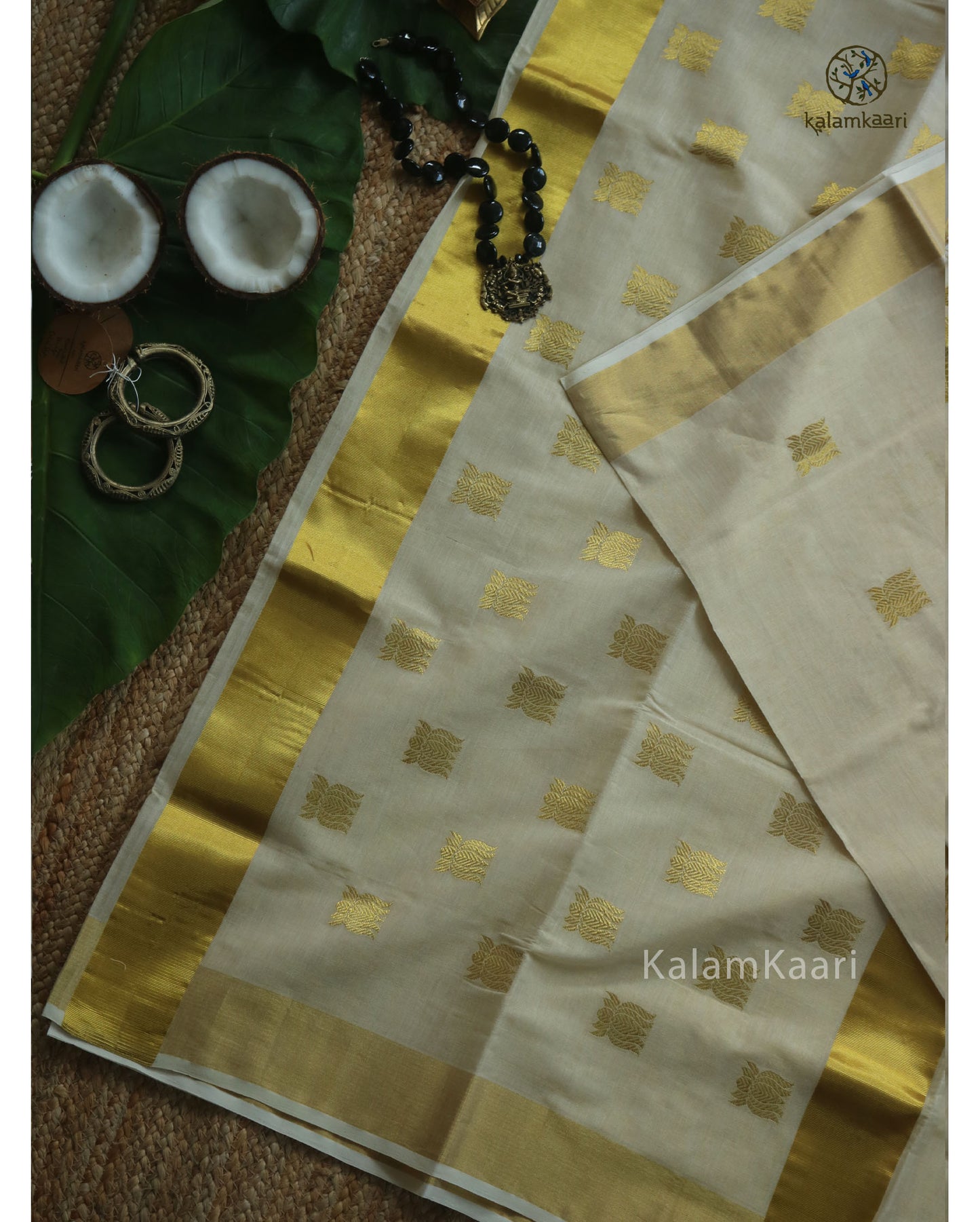 TISSUE JACQUARD LOTUS KASAVU SAREE