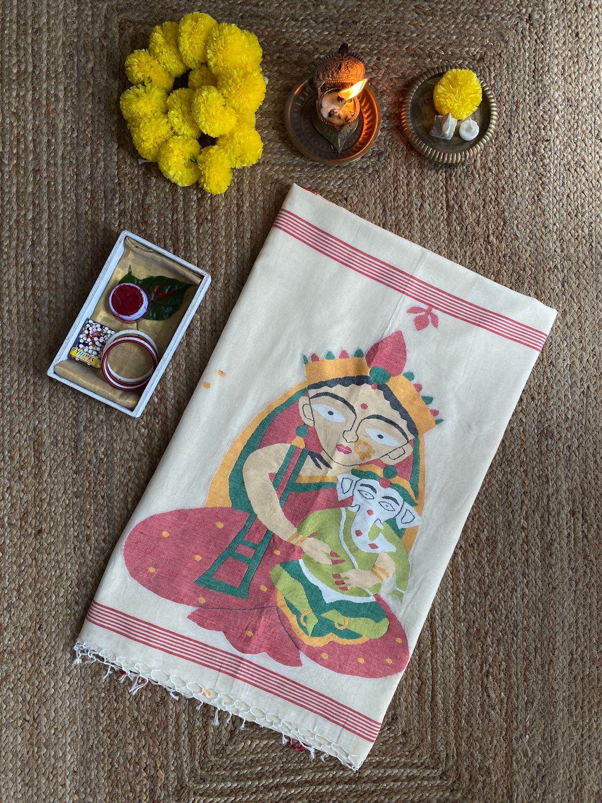 DEVI GANESHA JAMDANI SAREE