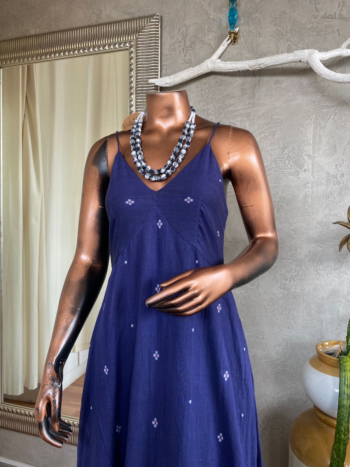 INDIGO SLIP JAMDANI DRESS