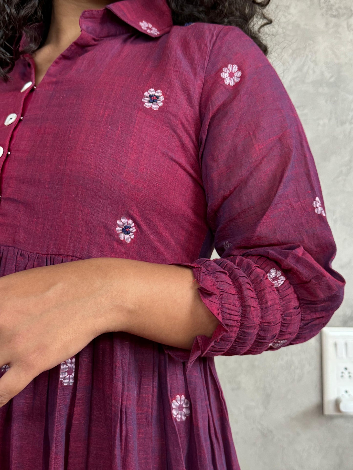 Jamun colored Jamdani dress