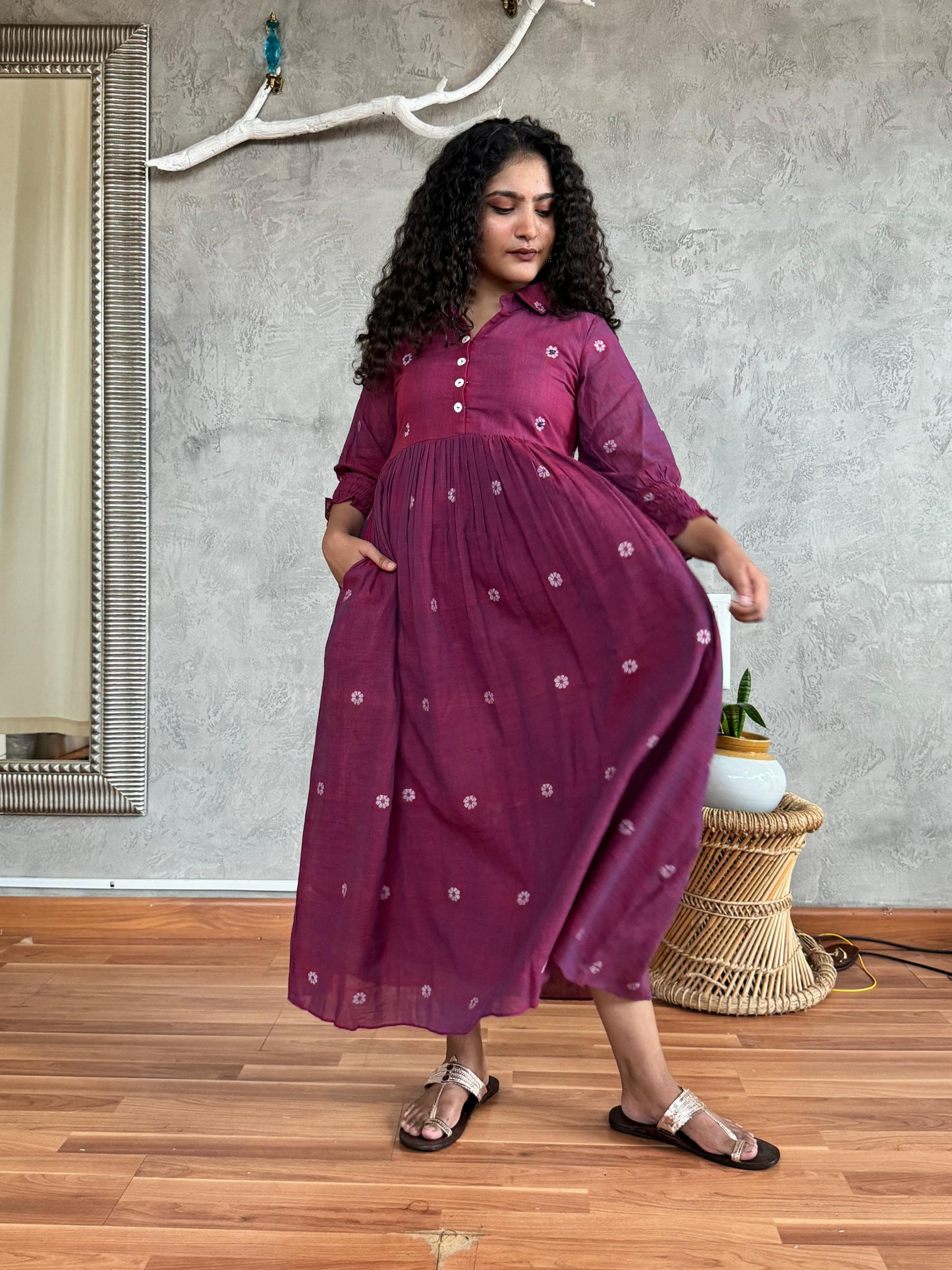 Jamun colored Jamdani dress