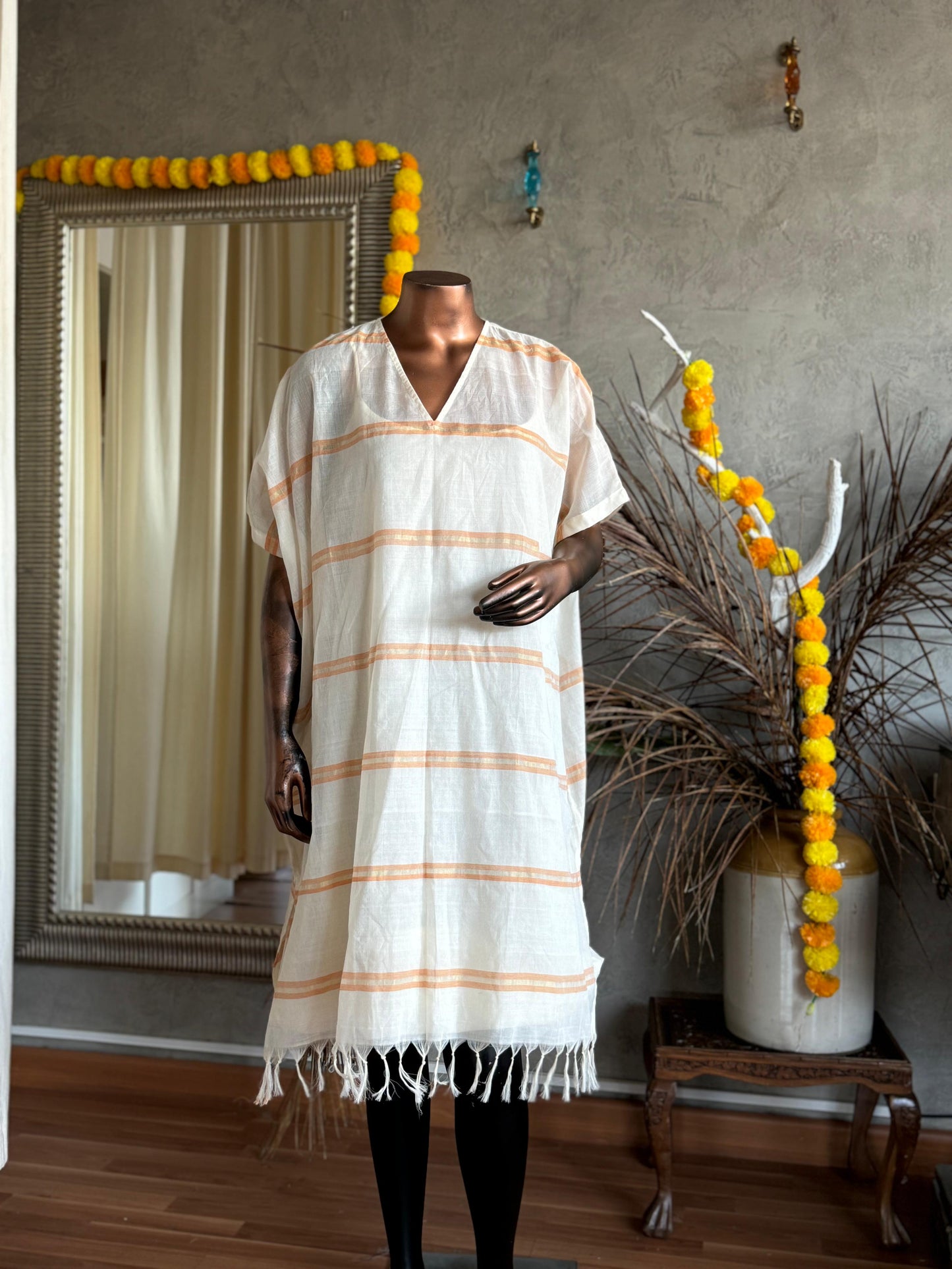 Kasavu Kaftan Dress ( Kaithari Onam)