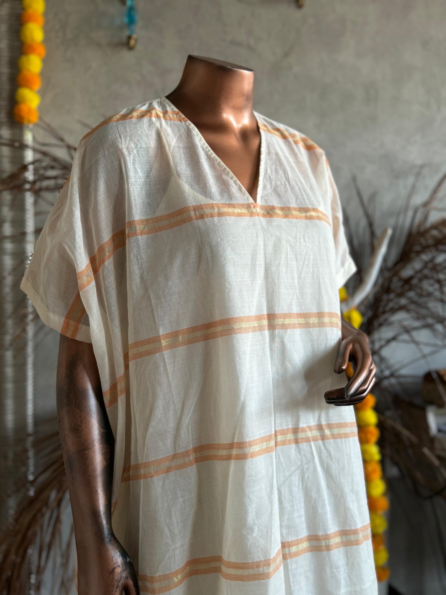 Kasavu Kaftan Dress ( Kaithari Onam)