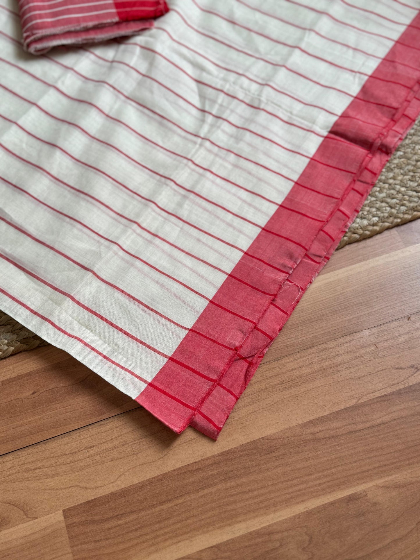 SOLID RED PALLU, STRIPED SAREE