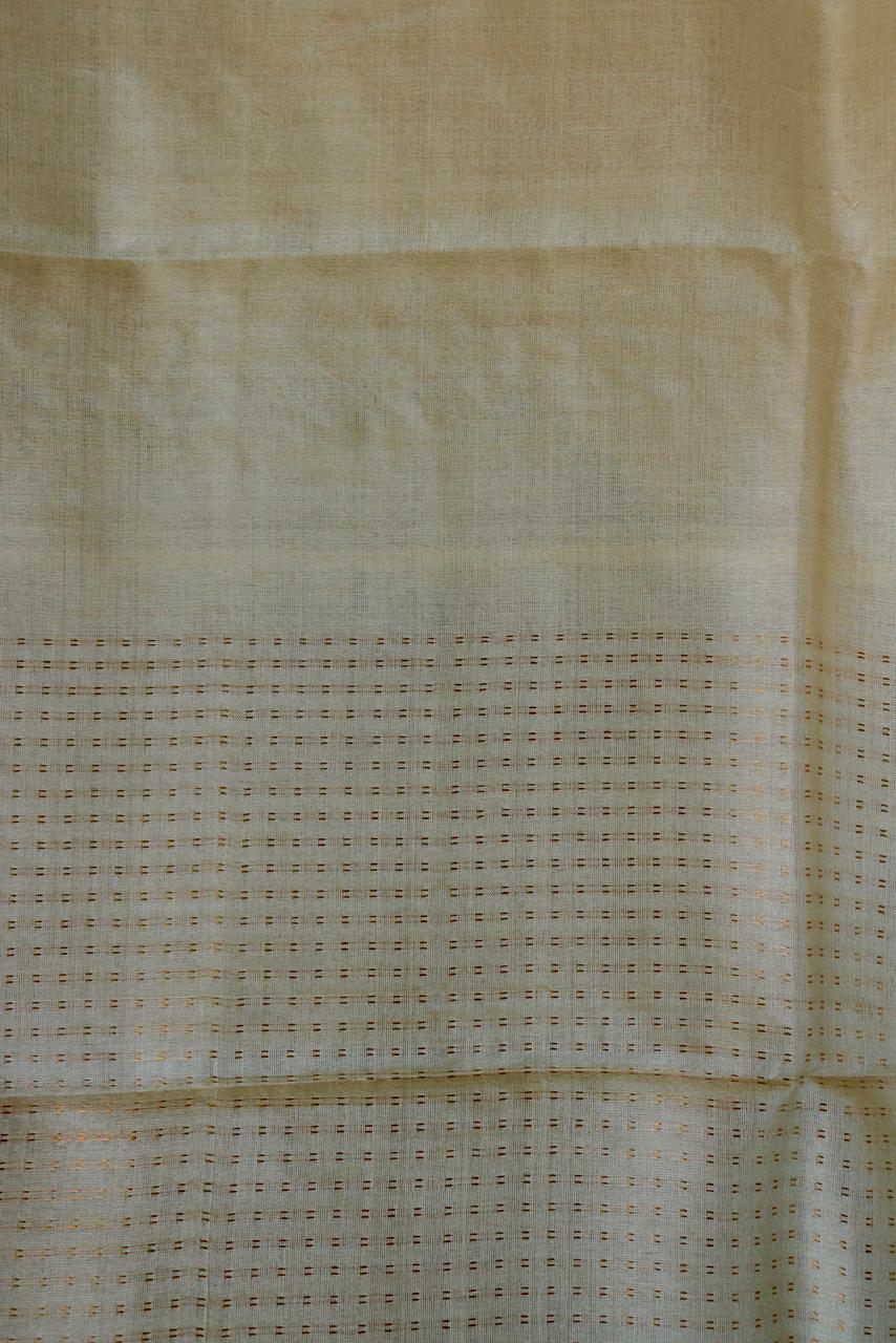 TUSSAR PLAIN SAREE WITH 3 LAYER ZARI LINE BORDER