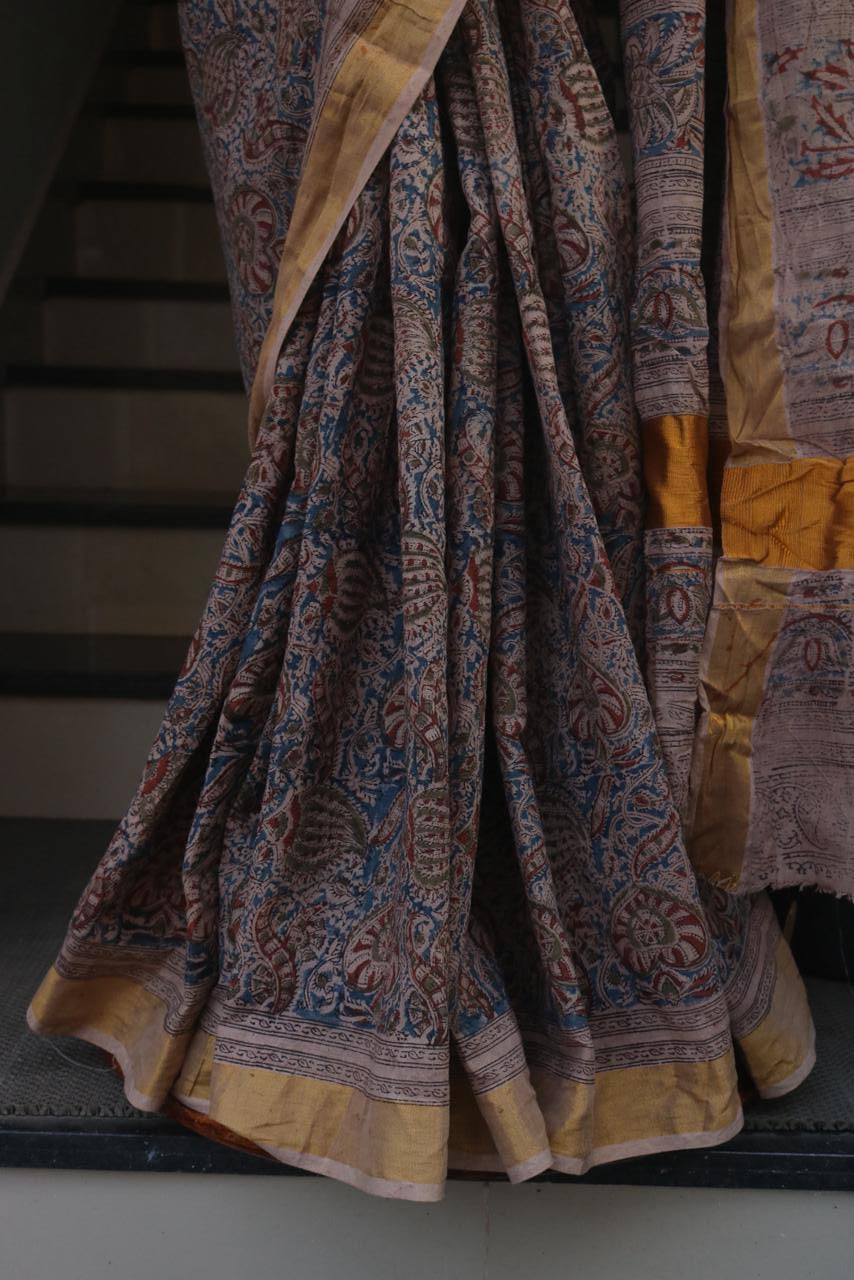 KALAMKARI COTTON BLOCK PRINTED SAREE