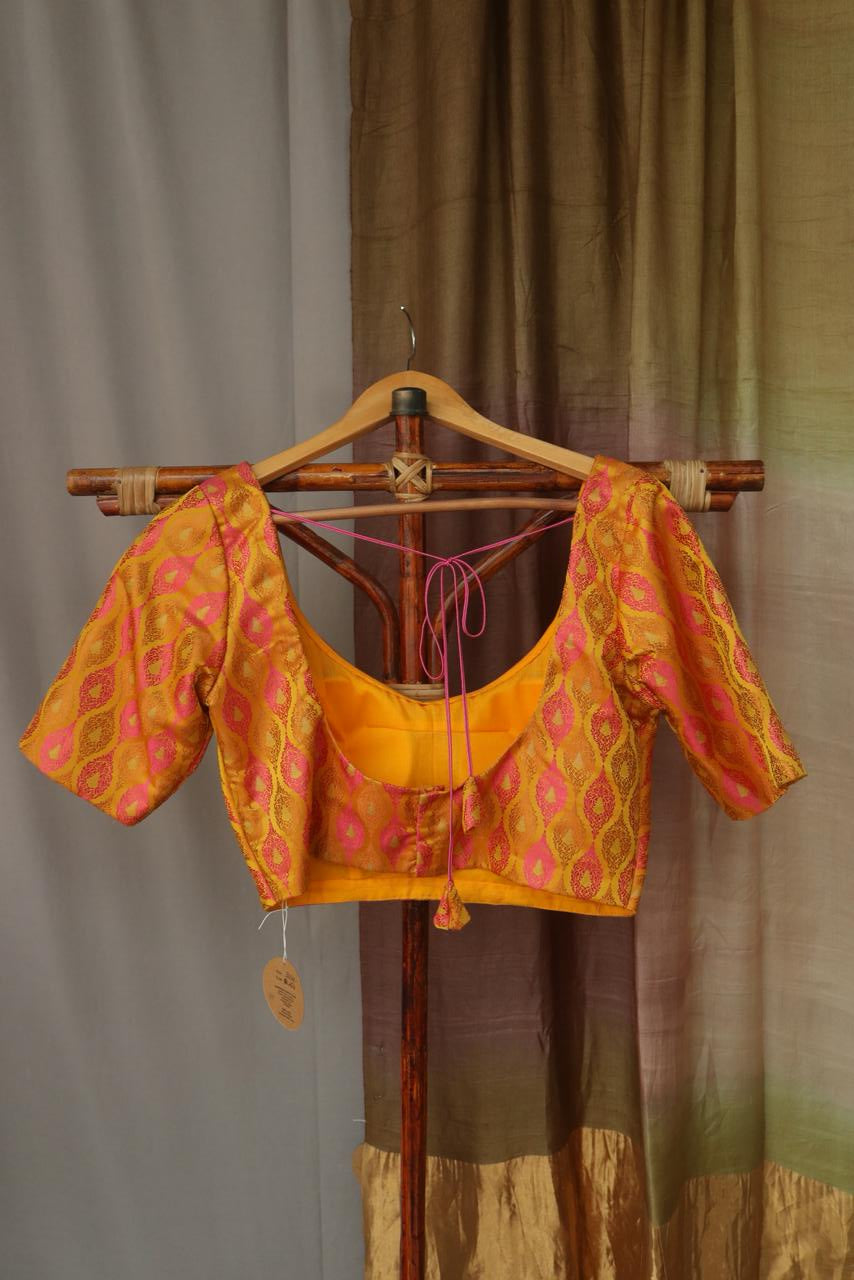 YELLOW BROCADE BLOUSE