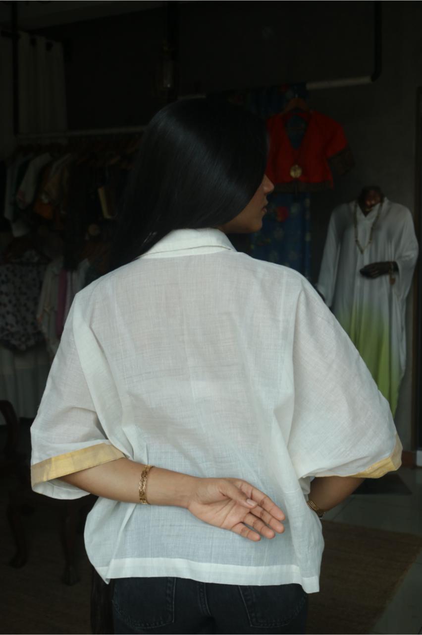 WHITE KASAVU KAFTAN SHIRT