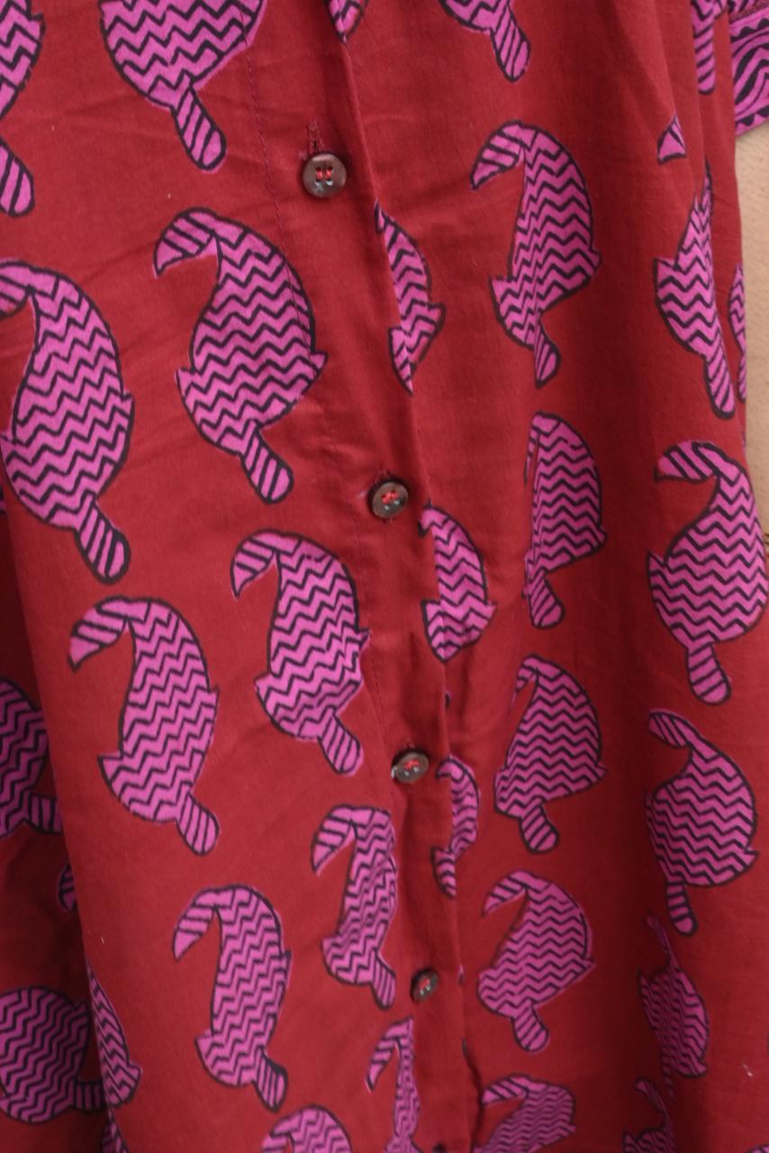 COTTON PRINTED SHIRT DRESS
