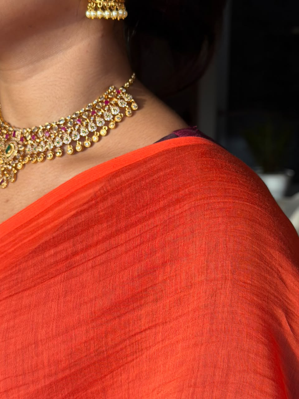 VAT-DYED CHANDERI SAREE WITH HAND CRAFTED PALLU