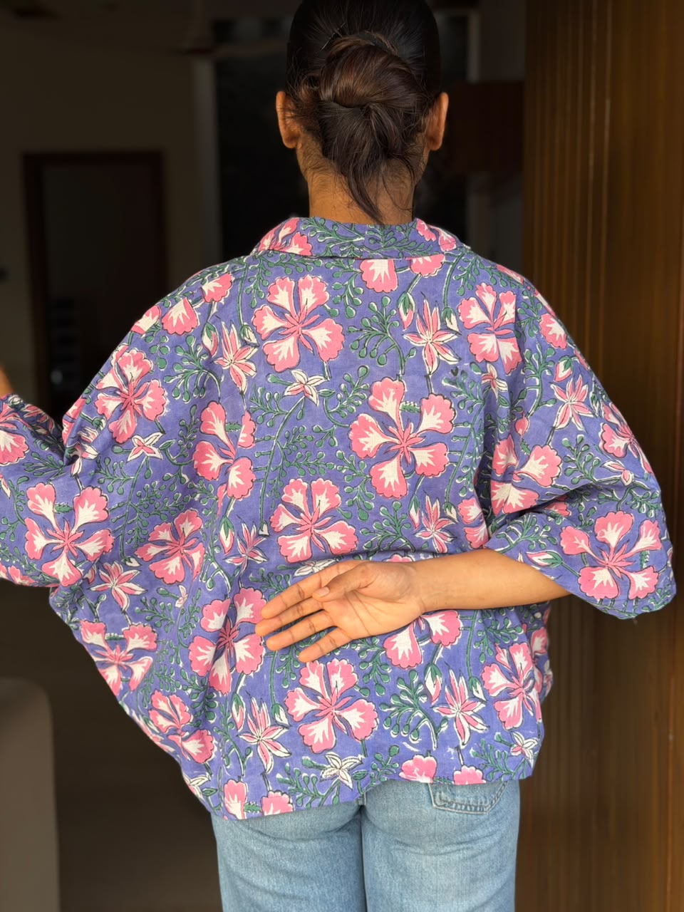 PRINTED COTTON KAFTAN SHIRT
