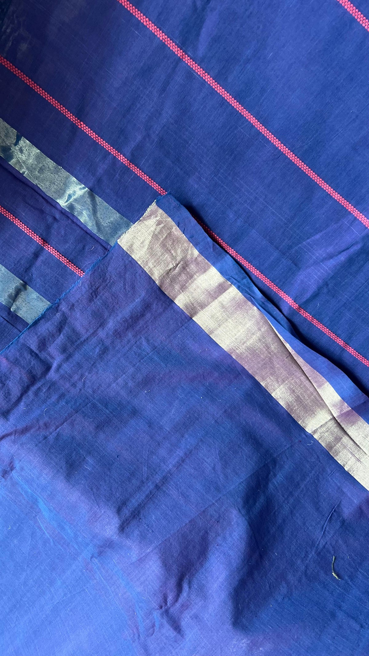 indigo saree with PINK/SILVER striped