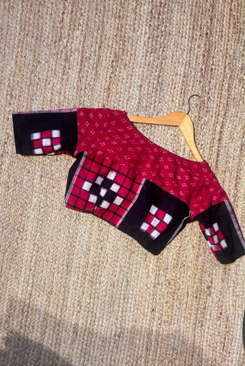 RED IKAT CHECK BLOUSE