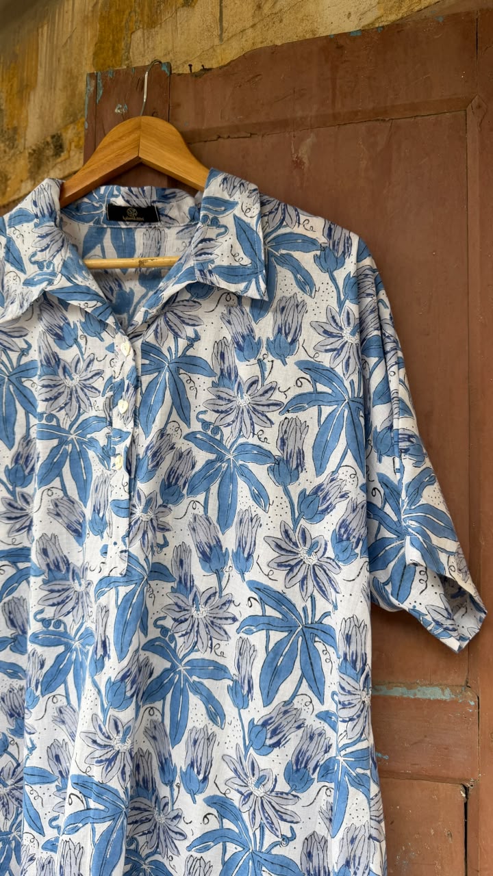 PRINTED COTTON SHIRT DRESS