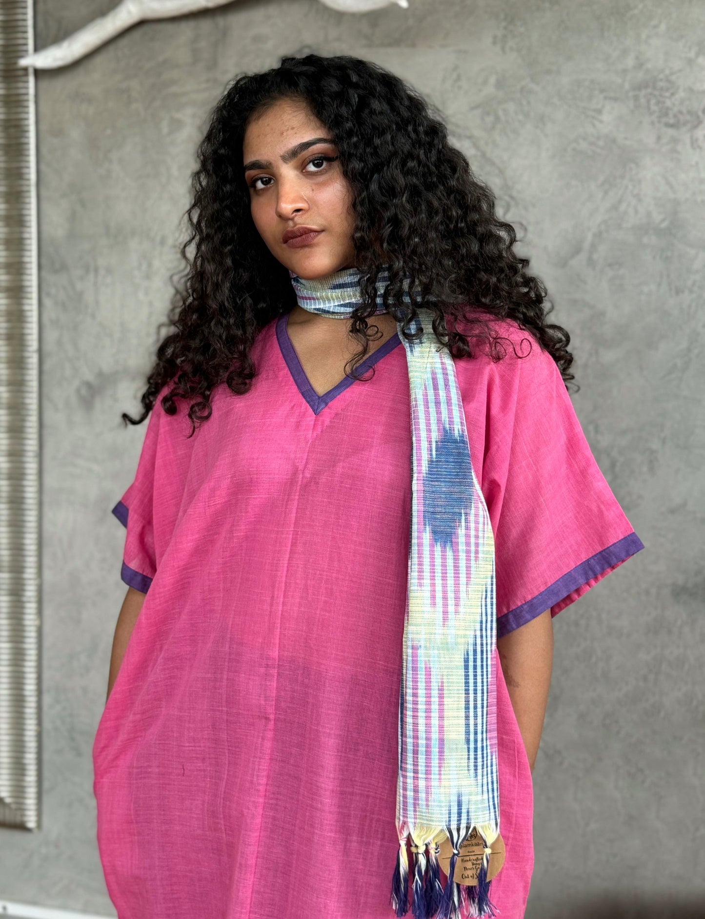 PINK STRAIGHT CUT MUNDU DRESS