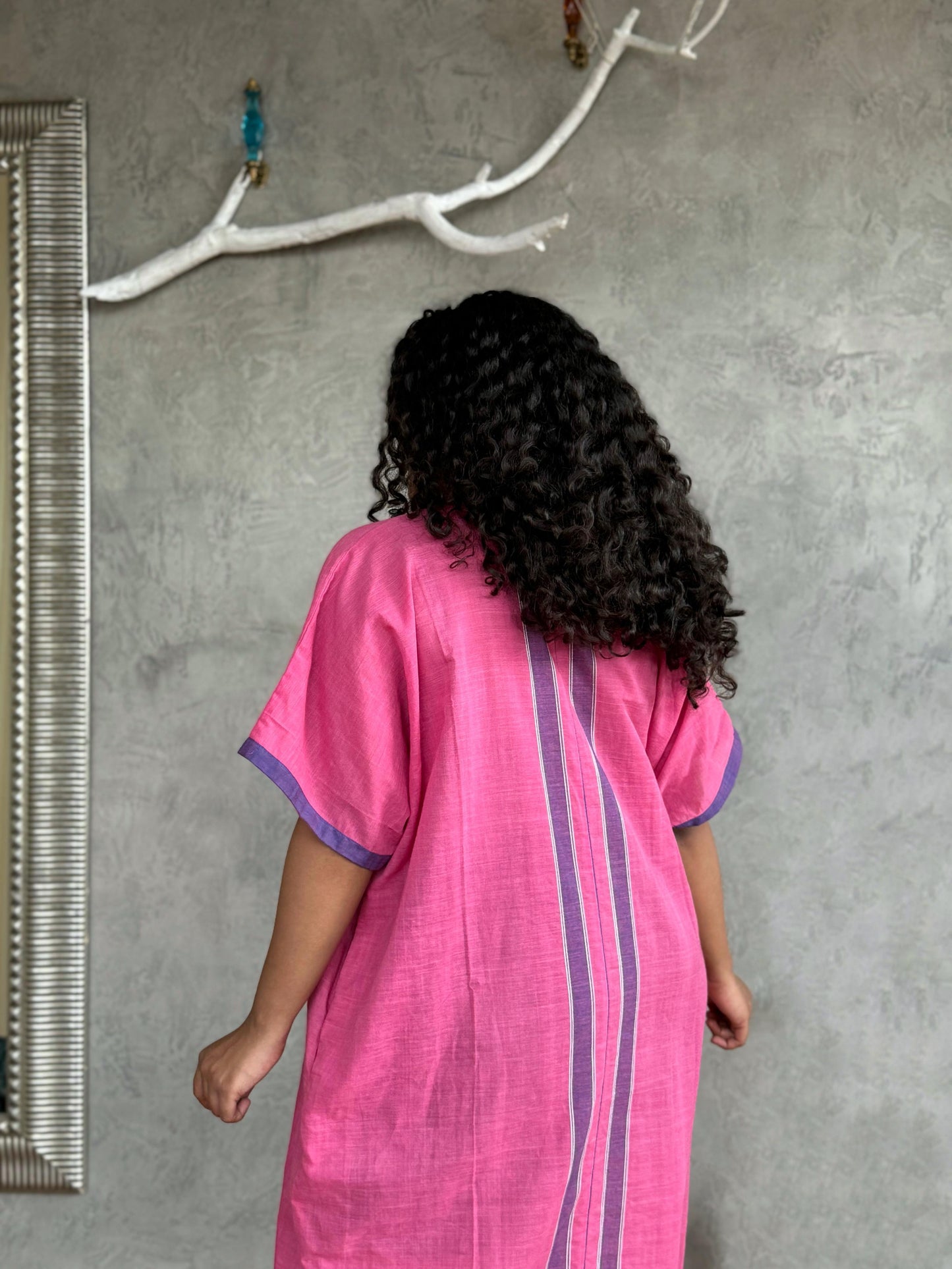 PINK STRAIGHT CUT MUNDU DRESS