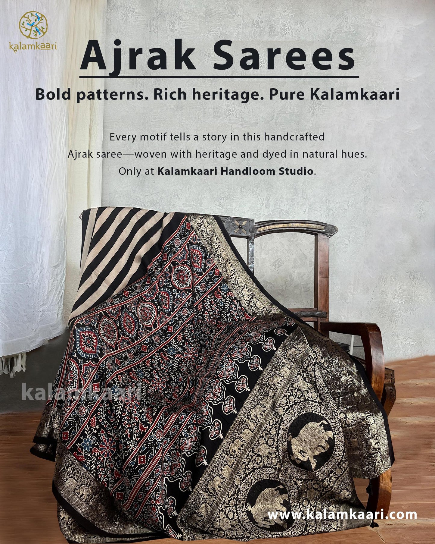Ajrakh on dola silk