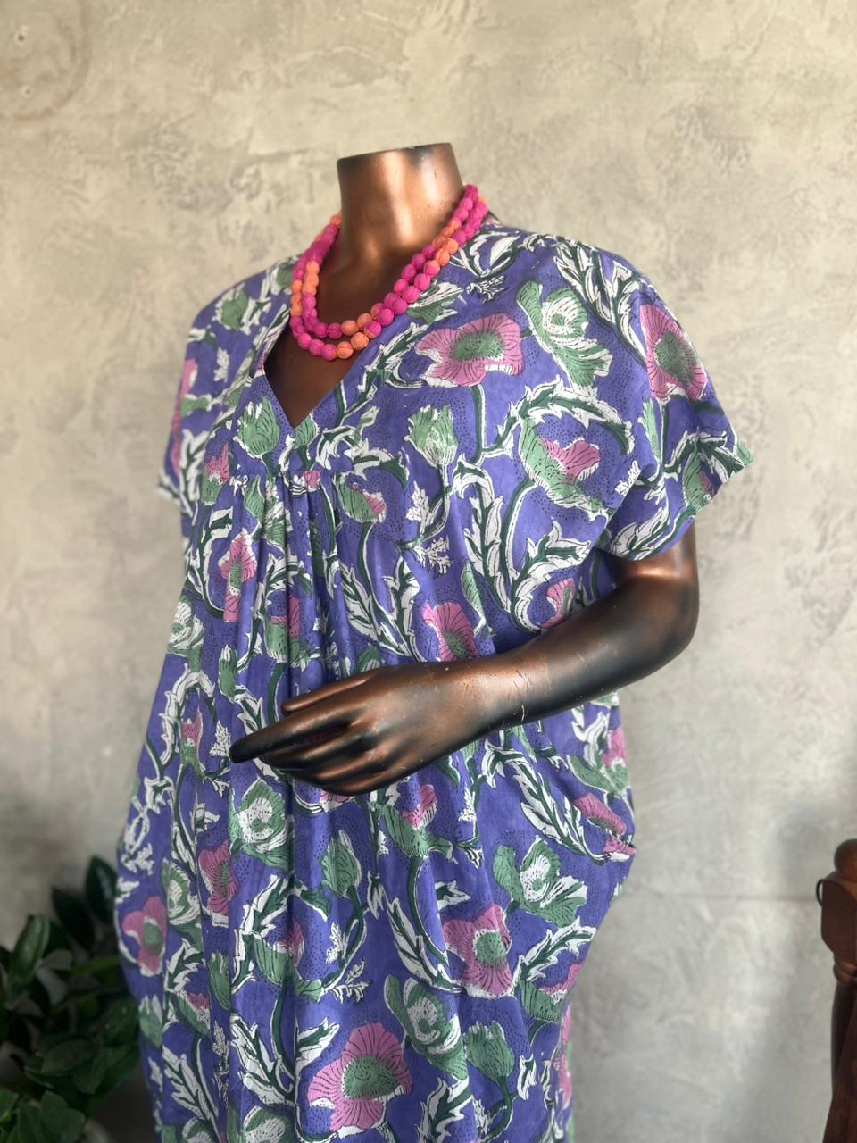 Handblockprinted cotton dress