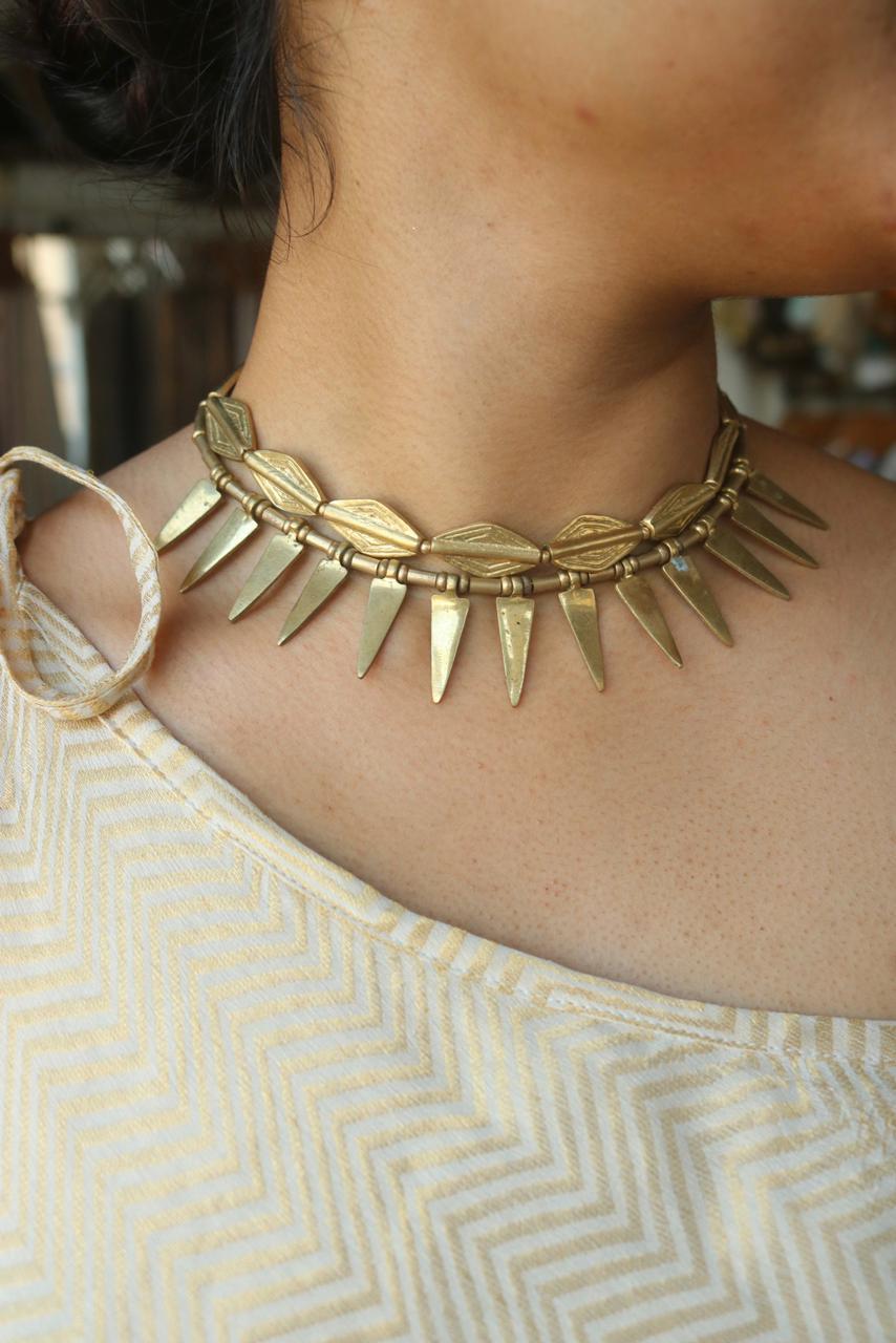 LEAF BEAD BRASS NECKPIECE