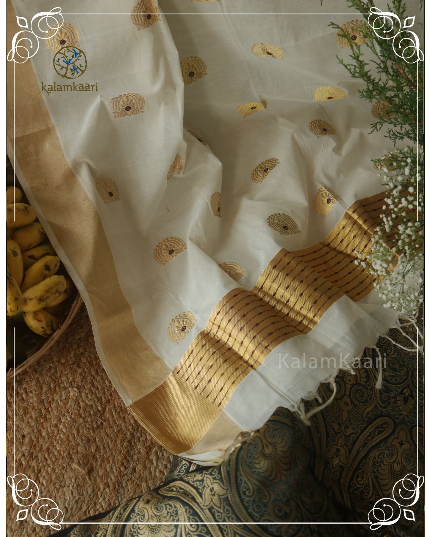 COFFEE BROWN STRIPE ON KATTIKKARA KASAVU SAREE