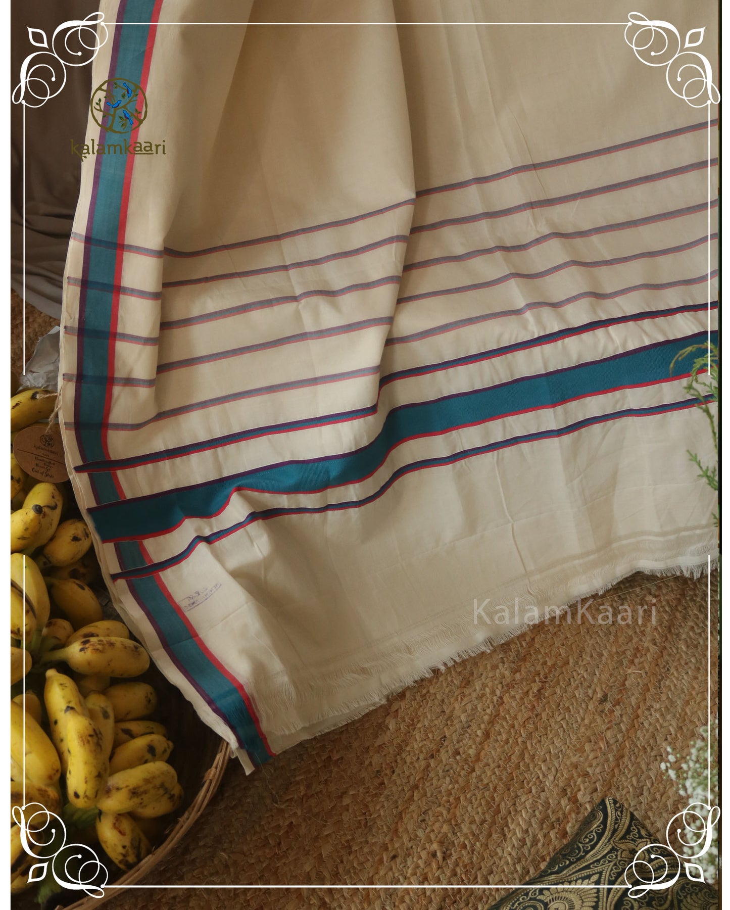 Kerala kara saree _Blue (Kaithari Onam)
