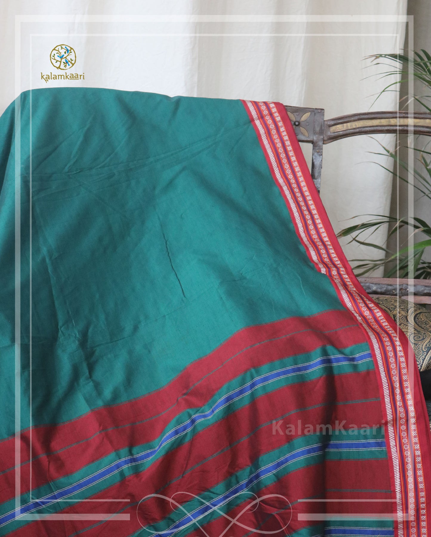 PLAIN GREEN COTTON SAREE