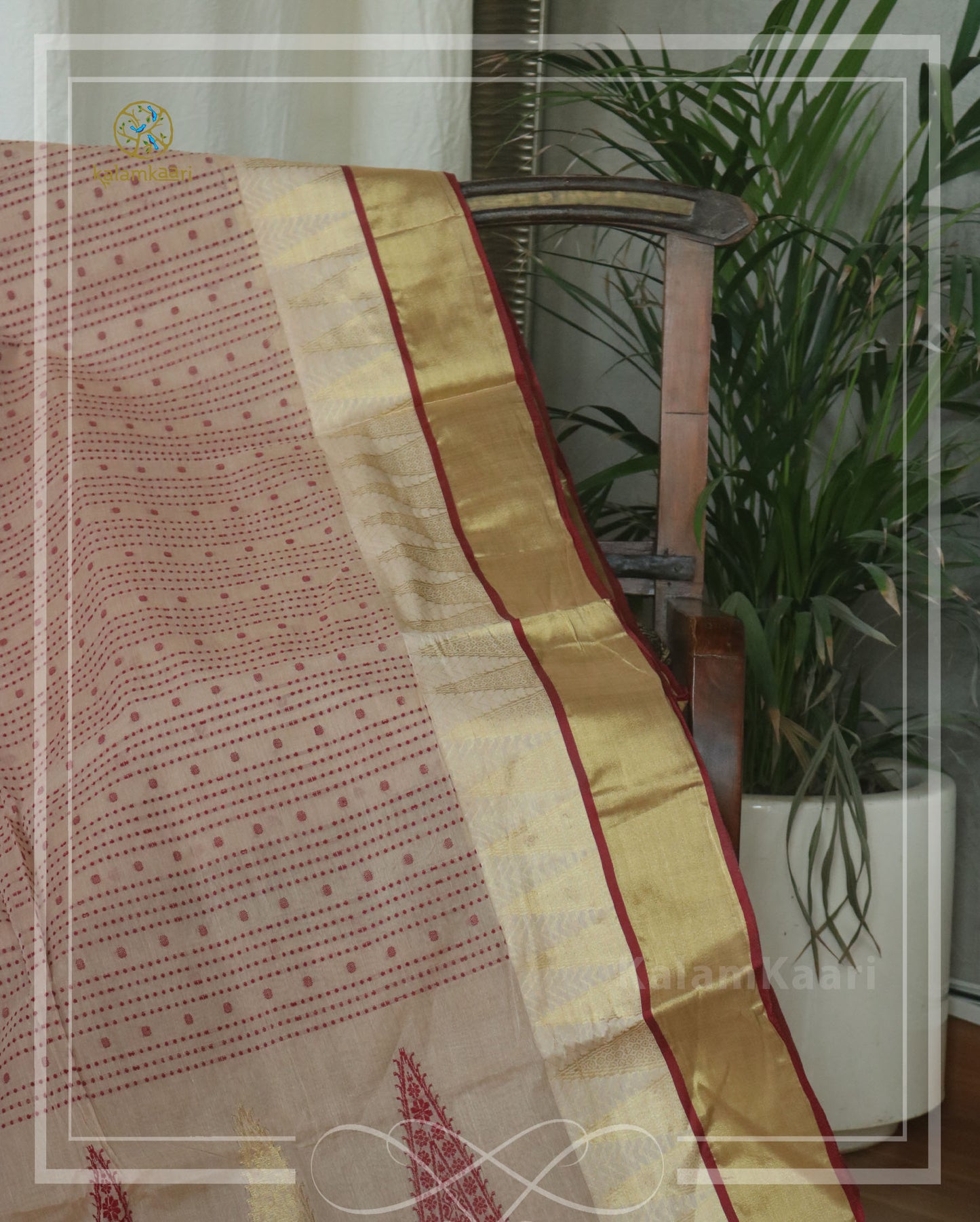 Offwhite cotton saree (RELOVE)