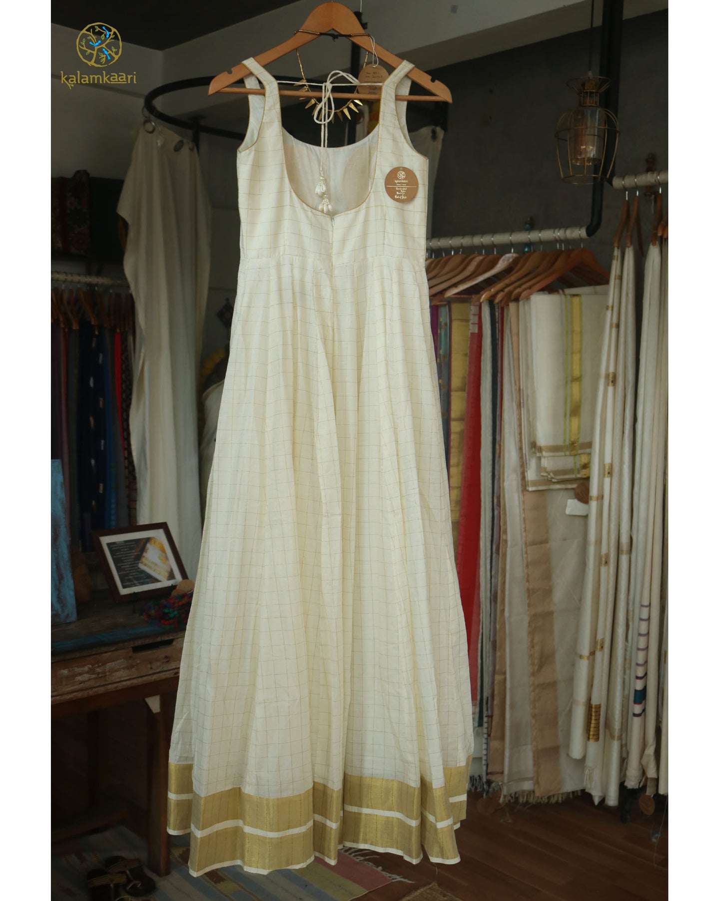 Kasavu Anarkali dress _checks