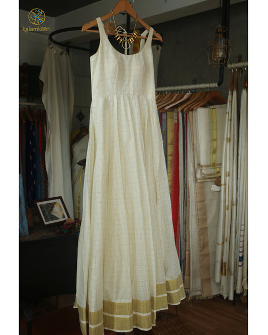 Kasavu Anarkali dress _checks