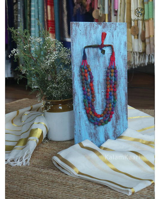 Fabric bead necklace (3 layers)