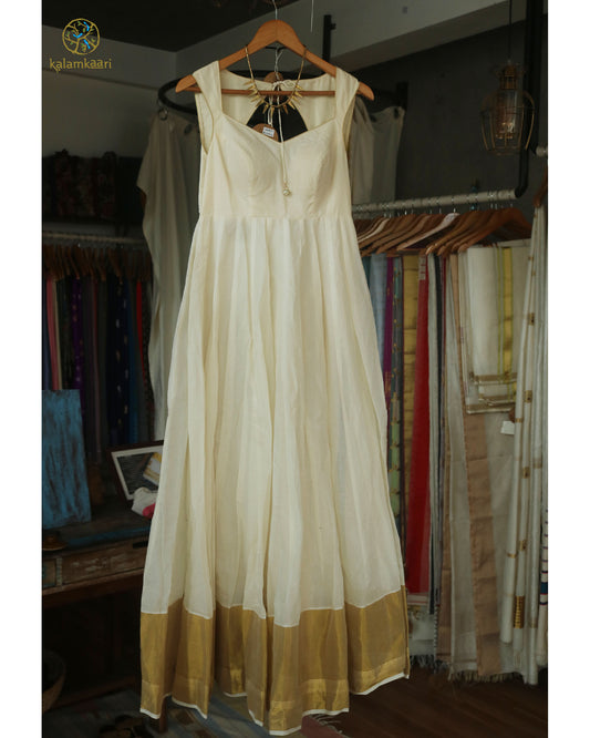 Kasavu Anarkali dress _plain
