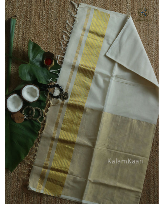 HALF TISSUE HALF WHITE SAREE