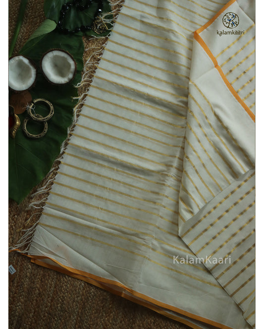 1" GOLD STRIPES WITH ORANGE SELVEDGE