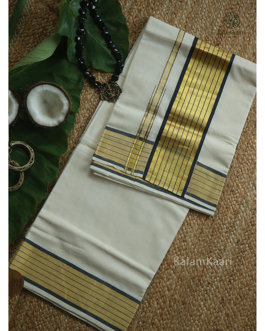 BLACK GOLD STRIPES BORDER KASAVU SAREE