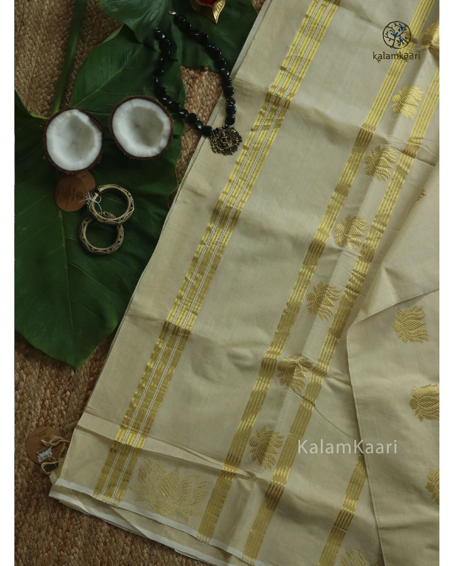 TISSUE BIG LOTUS KASAVU SAREE