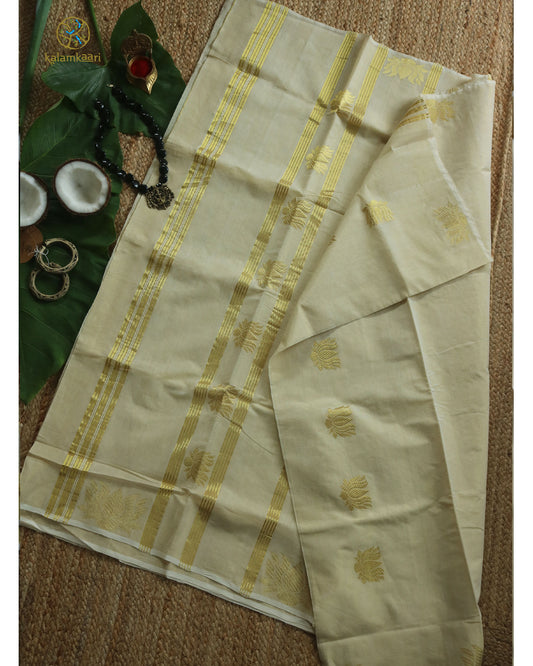 TISSUE BIG LOTUS KASAVU SAREE