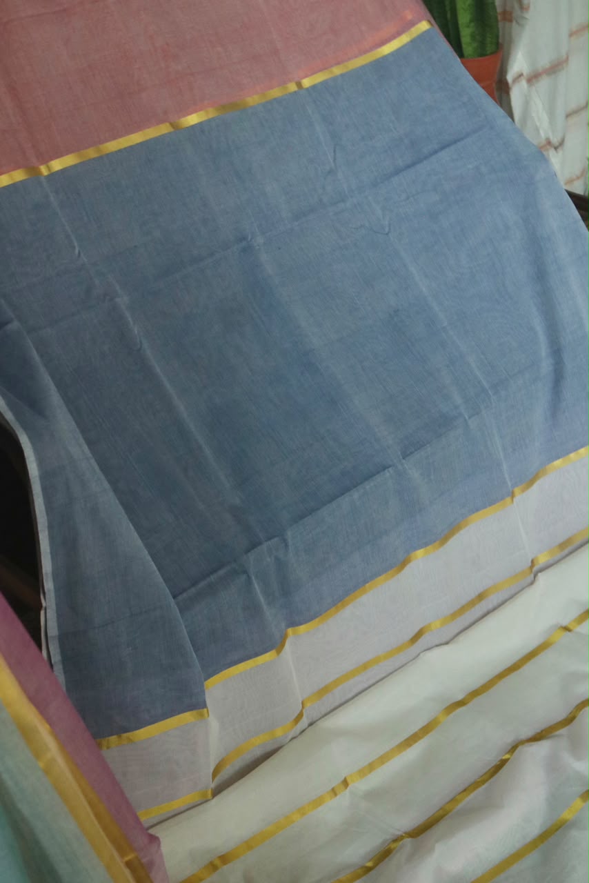 Rainbow Casatta Kasavu Saree