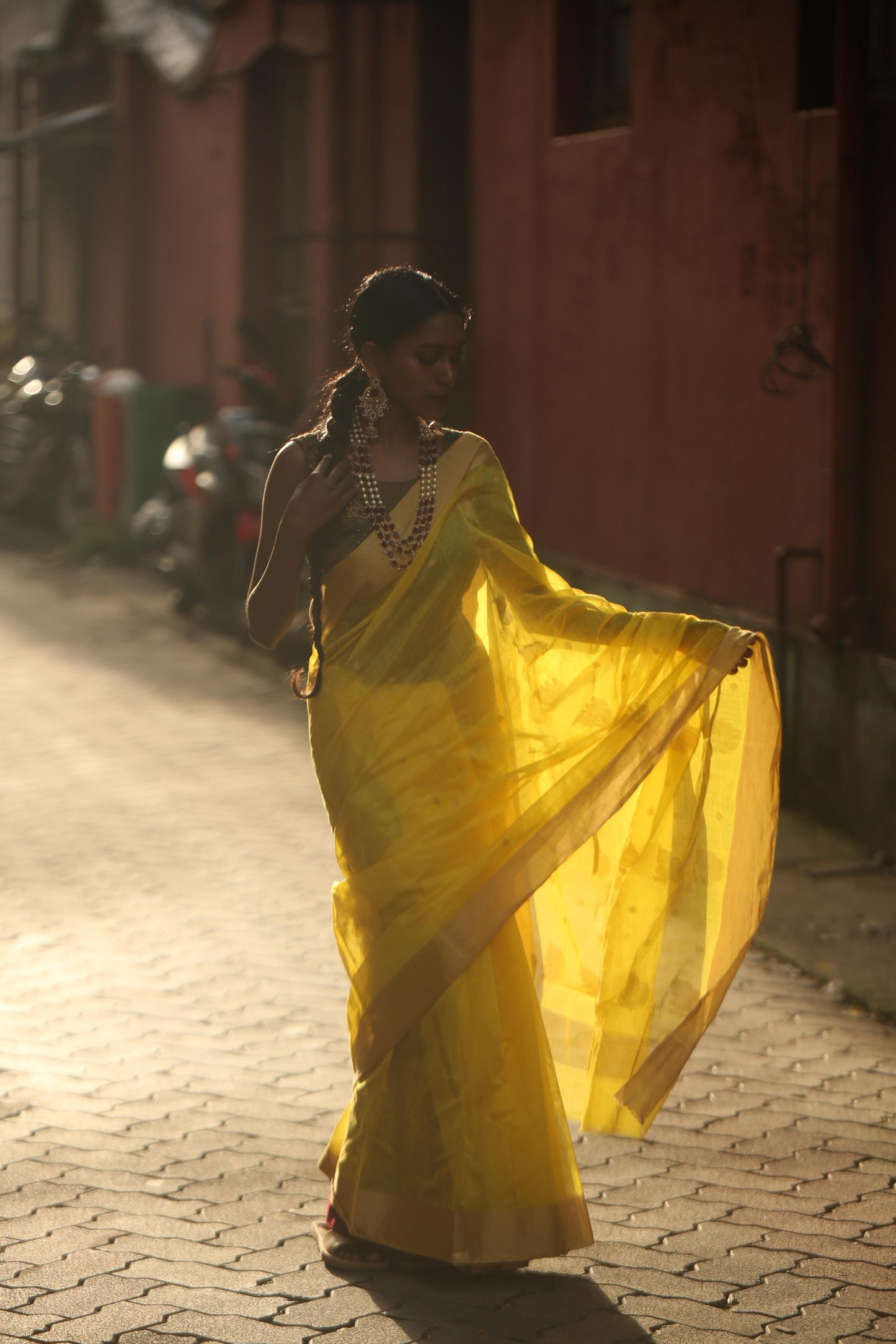 Yellow Chanderi Saree