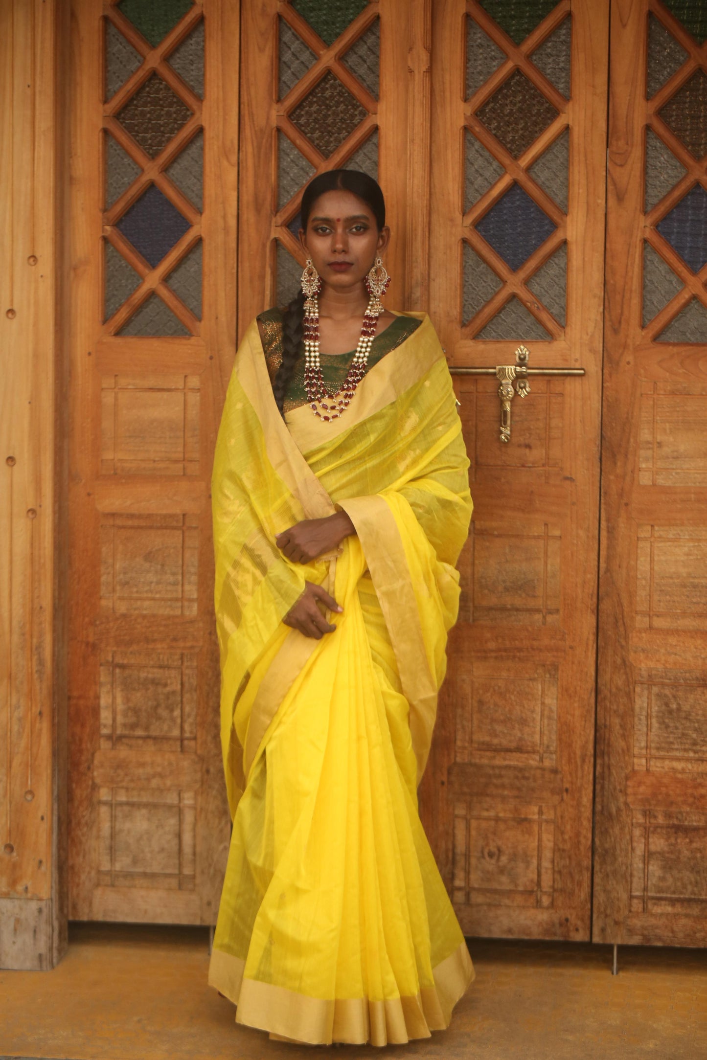 Yellow Chanderi Saree
