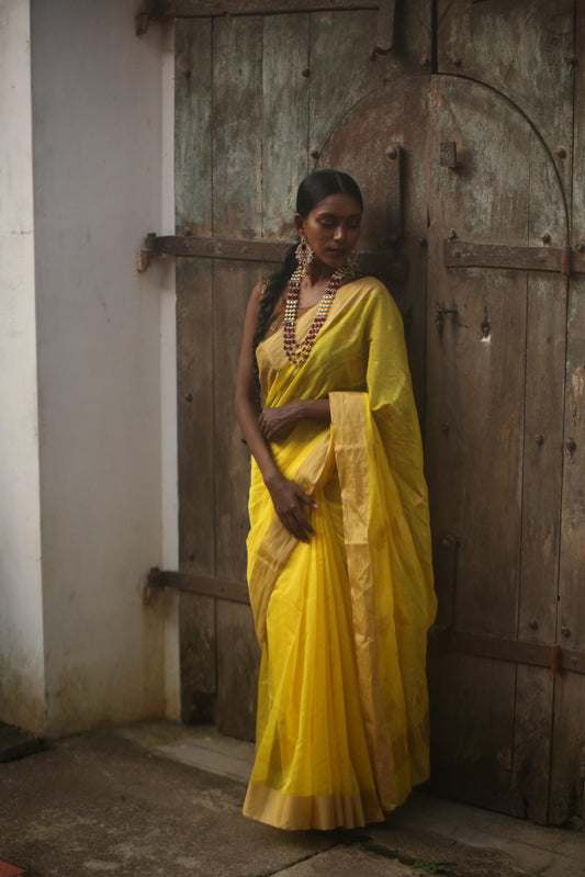 Yellow Chanderi Saree
