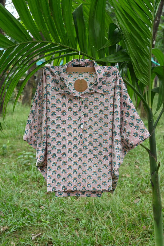 PRINTED COTTON KAFTAN SHIRT