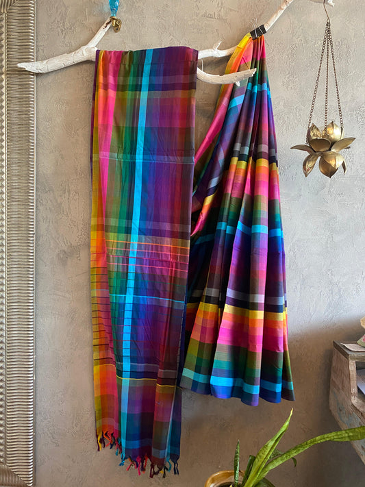 MULTICOLOR COTTON HANDLOOM SAREE