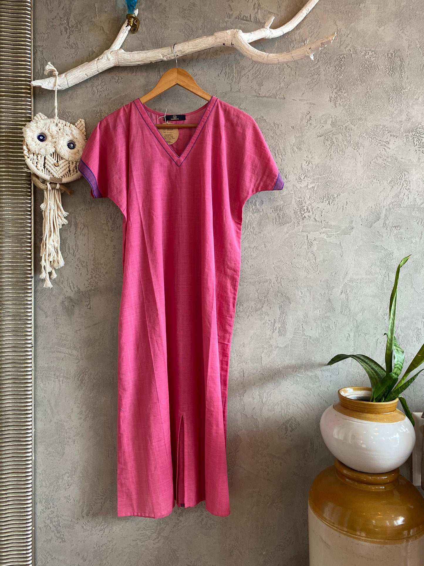 PINK STRAIGHT CUT MUNDU DRESS